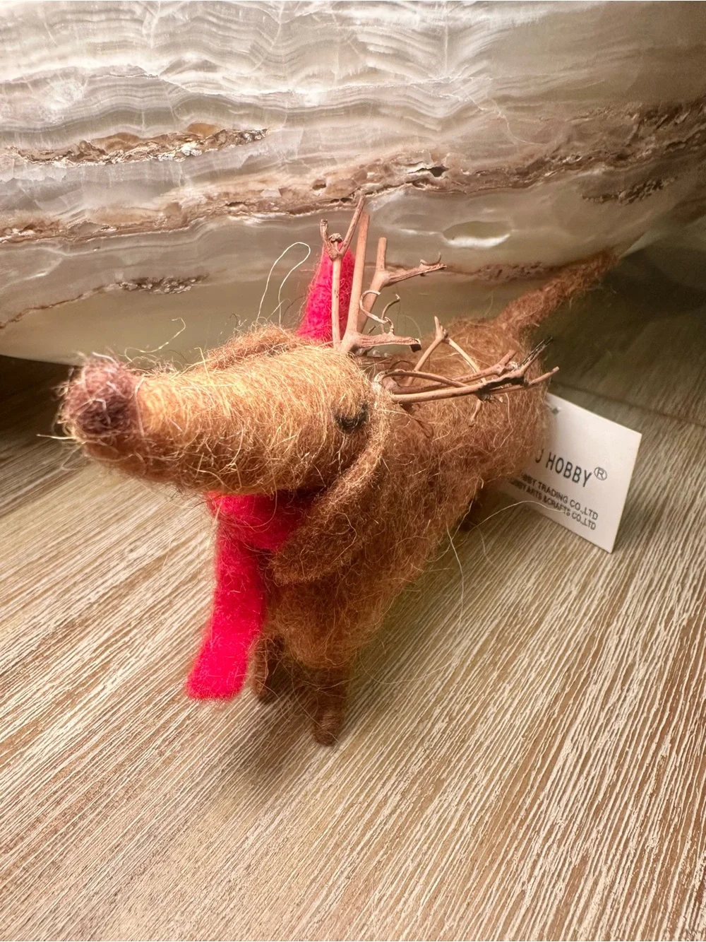 Felted Dachshund Reindeer Christmas Tree Ornament